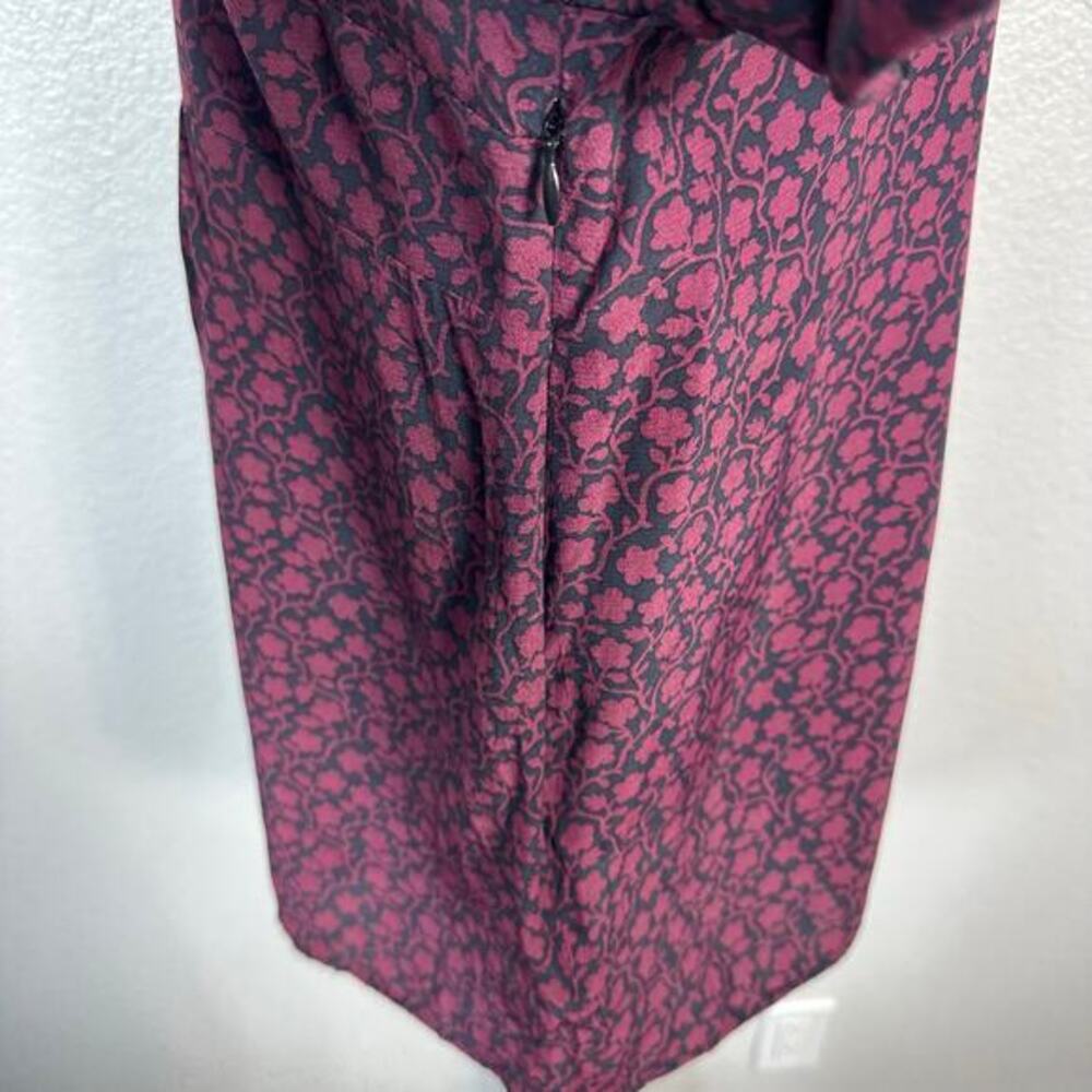 Boden Womens Annabelle Velvet Trim Split‎ Neck Blouse Top Burgundy Floral Size 8 - Picture 7 of 13